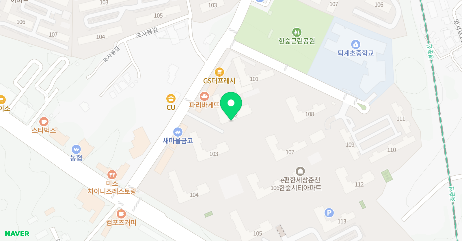 푸르넷 공부방 혜윰푸르넷 한숲점 위치
