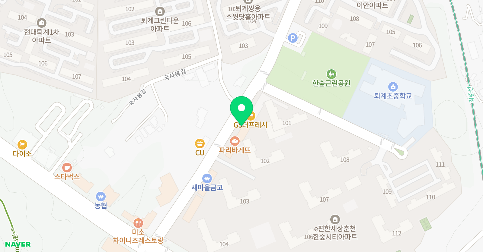 책읽는루브르 아뜰리에 춘천한숲센터 위치
