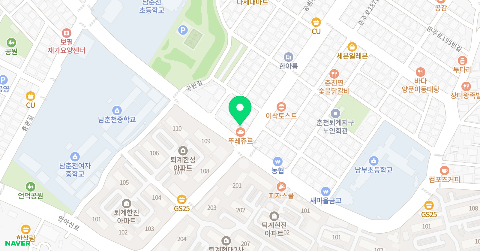 지앤비 어학원 퇴계남춘천캠퍼스 위치