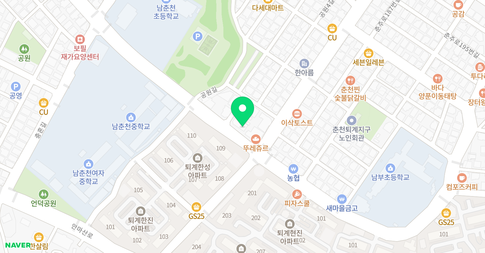 MDA 영어수학학원 퇴계동점 위치
