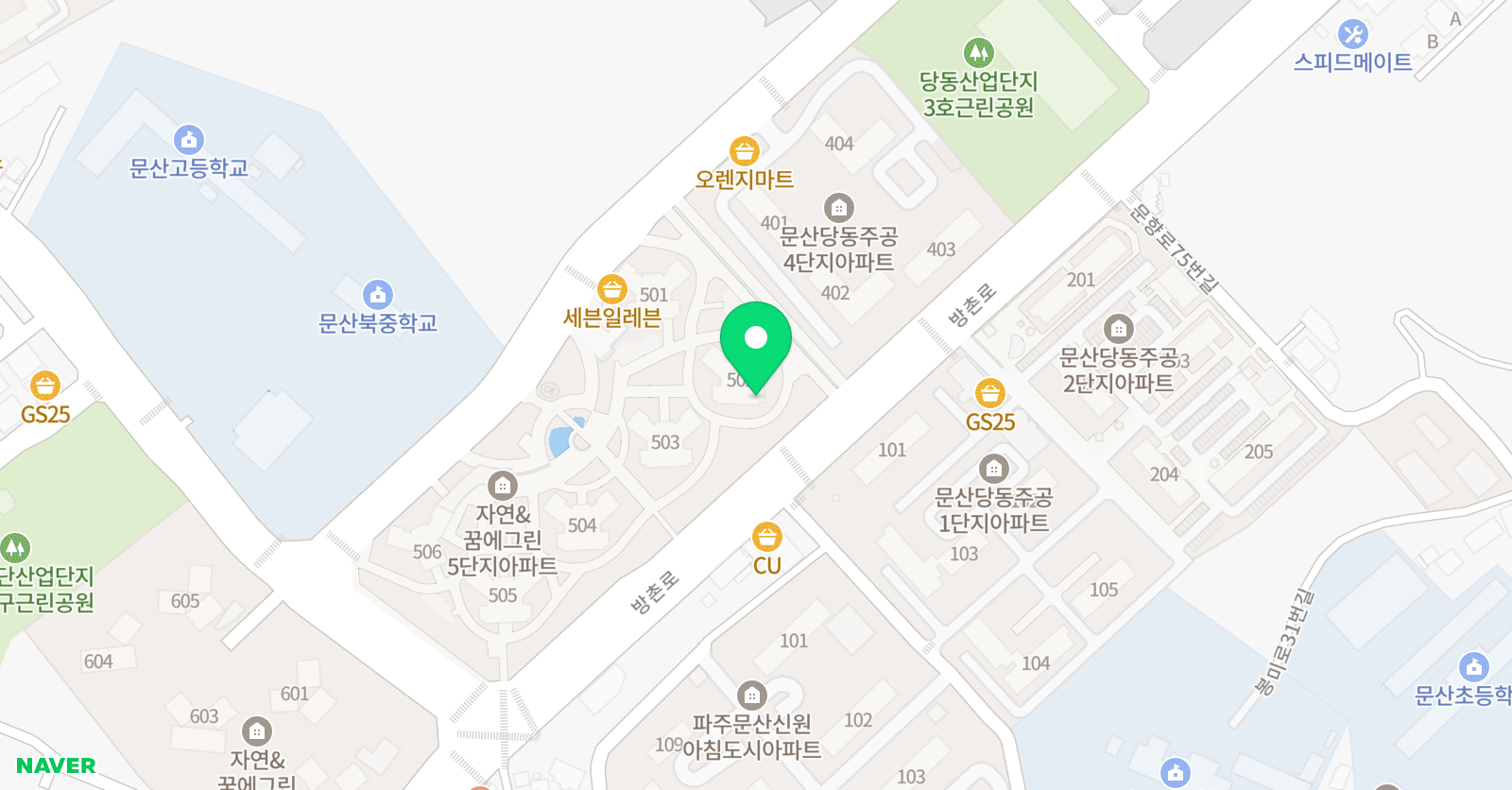 스마트해법 수학 파주문산자연앤5단지점 위치