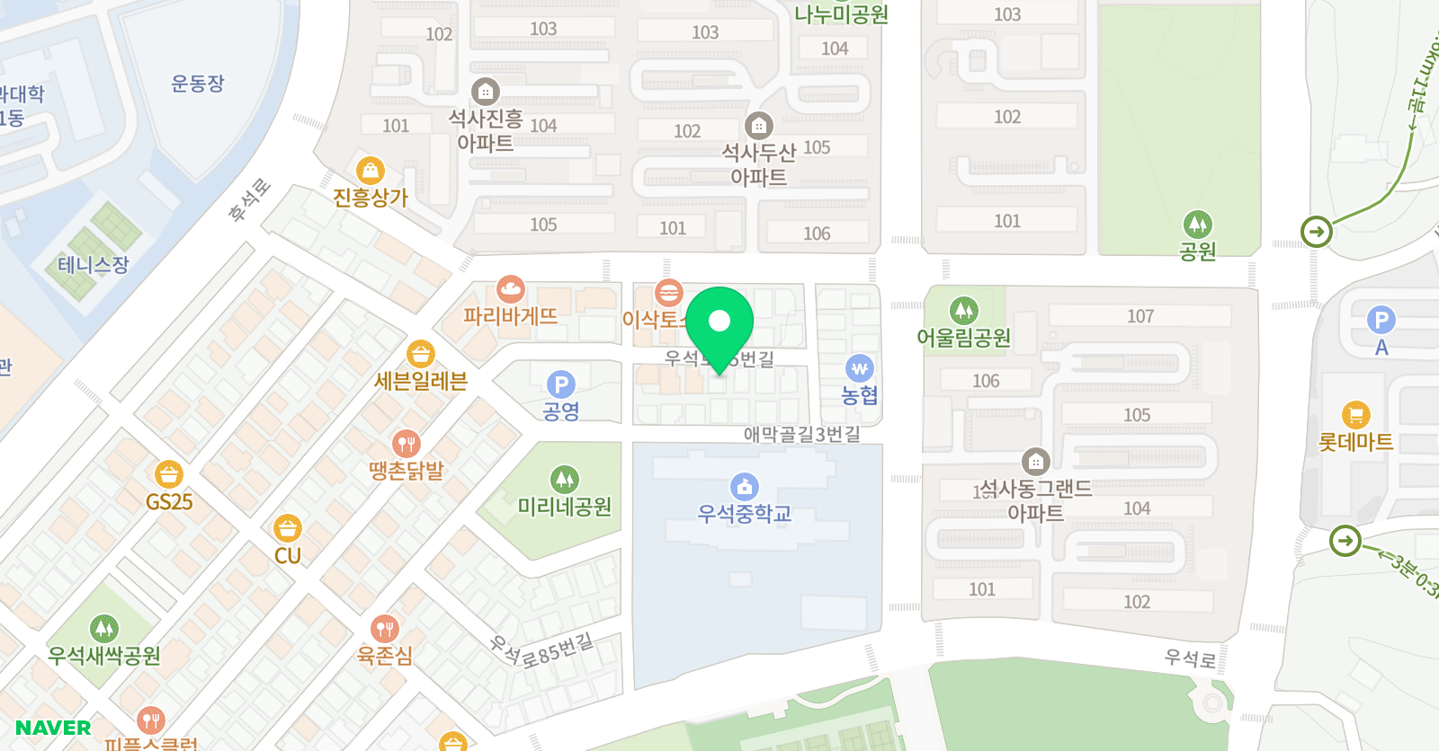 뮤엠 영어 석사애막골점 위치