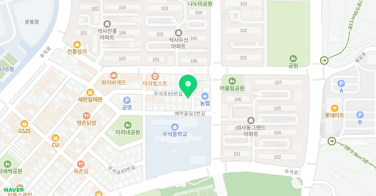 XYZ 수학학원 위치
