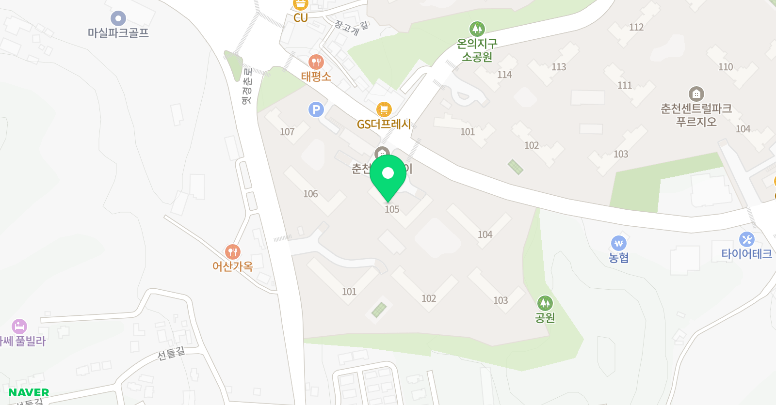 아소비 춘천파크자이점 위치