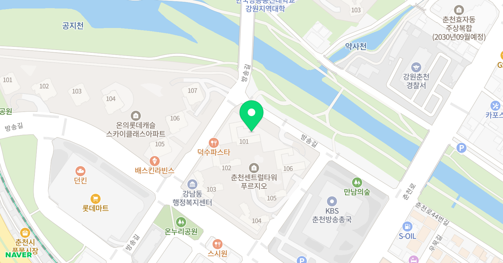 책읽는루브르아뜰리에 미술교습소 춘천센트럴타워센터 위치