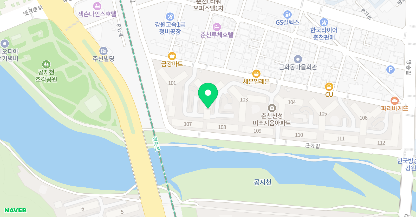 아소비 근화미소지움점 춘천 위치