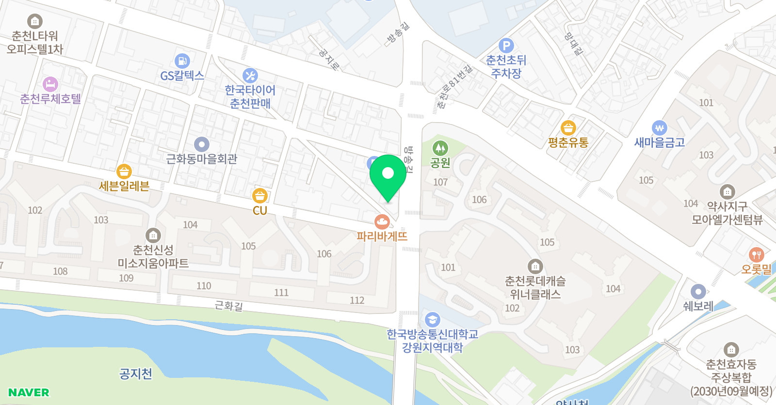 뮤엠 영어 춘천점 위치