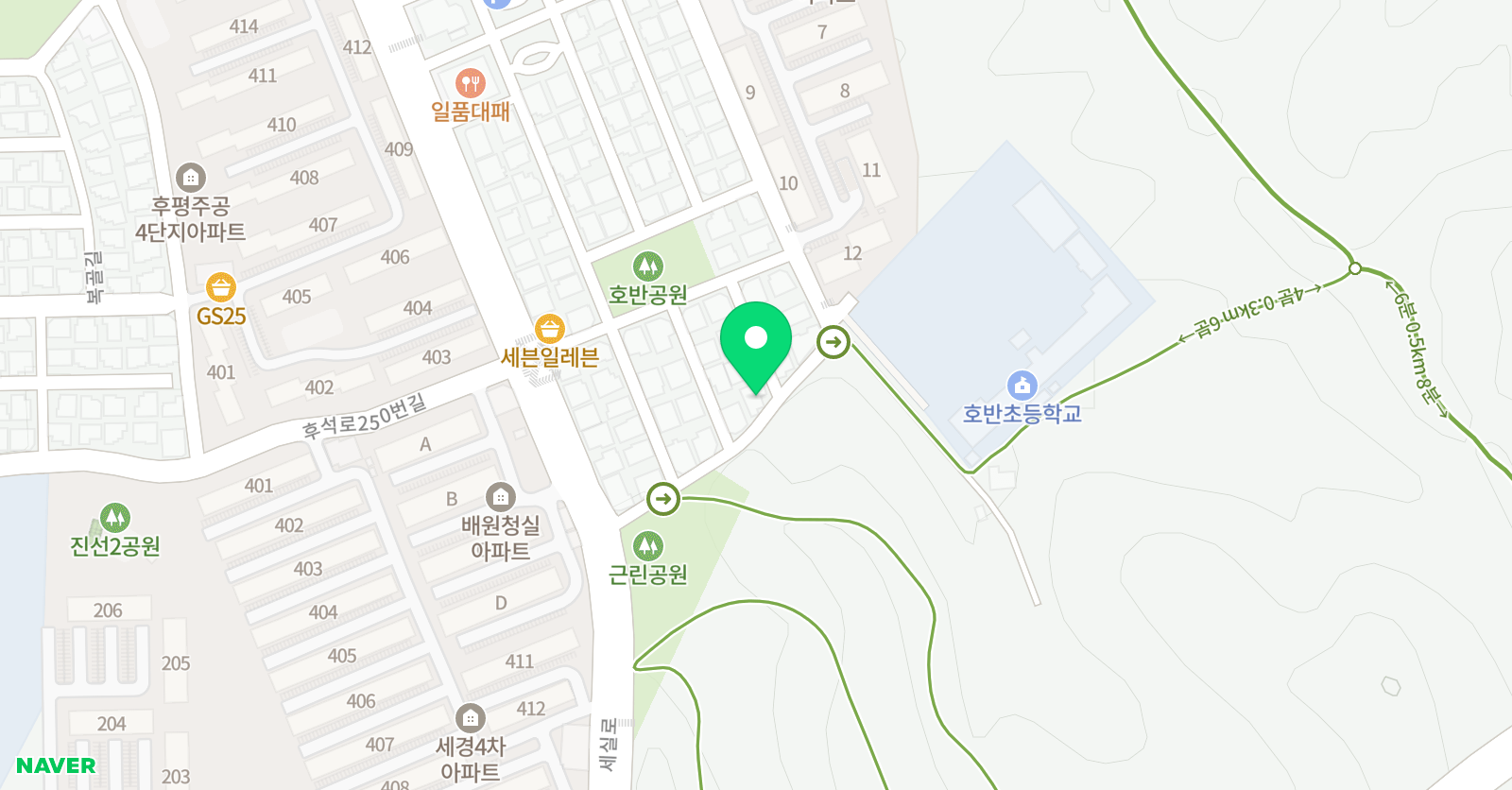 푸르넷 공부방 호반초점 위치