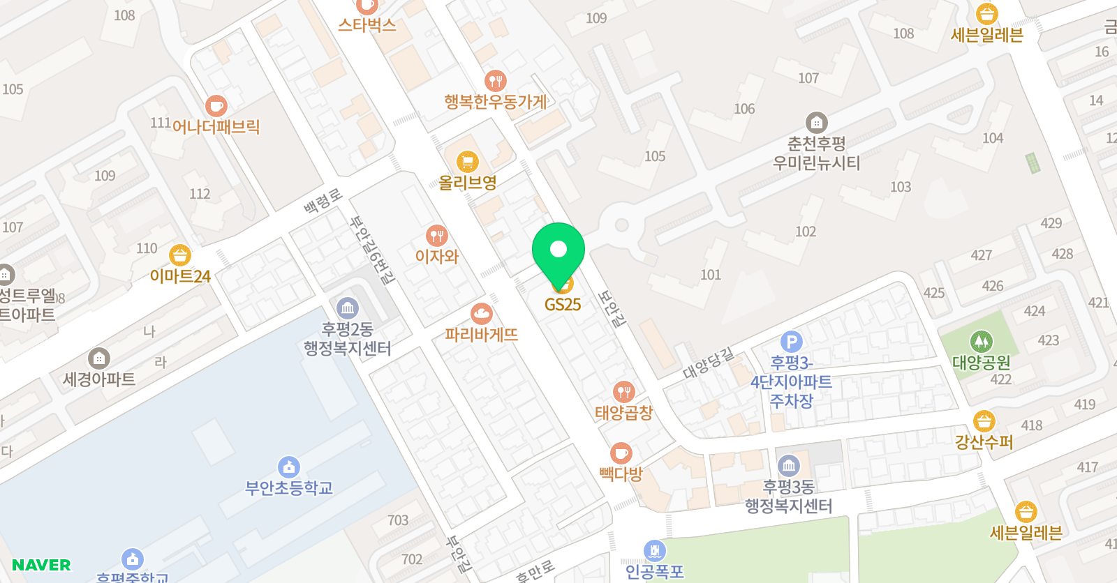 노아 영어학원 후평점 위치