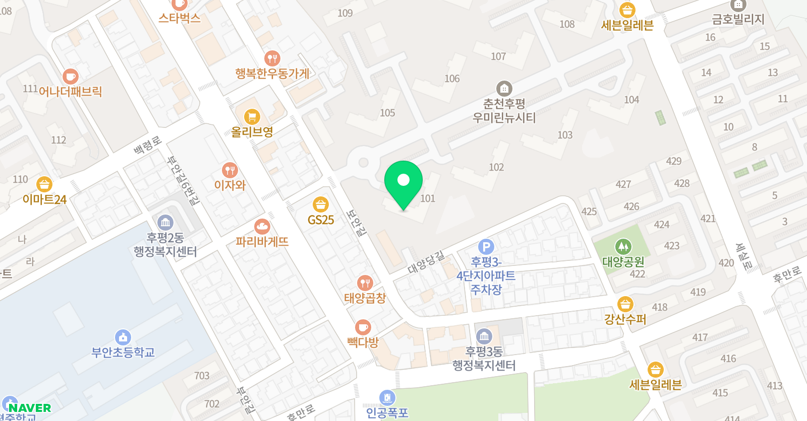 기탄사고력교실 춘천우미린점 위치