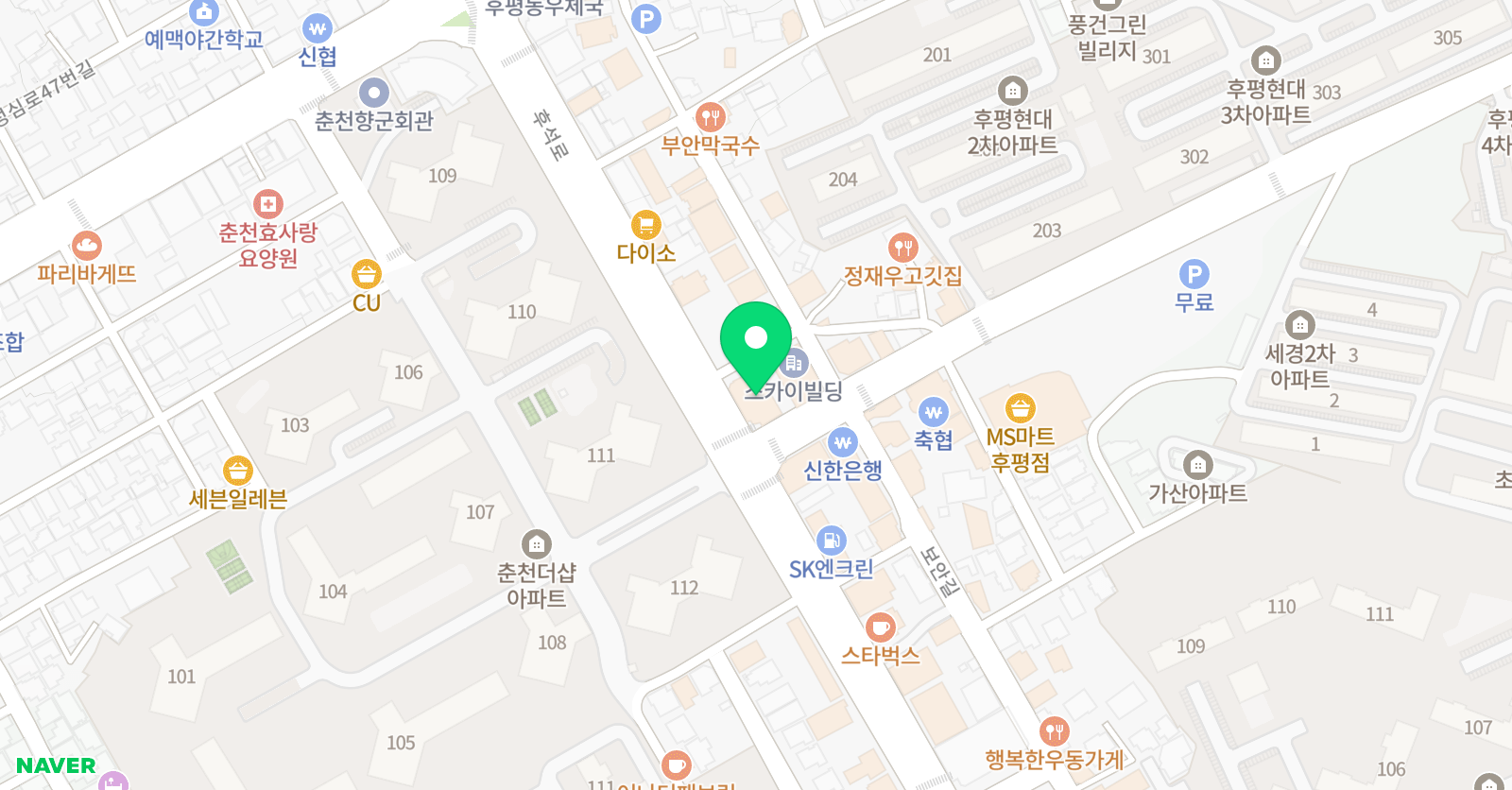 EiE고려대 어학원 춘천후평캠퍼스 위치