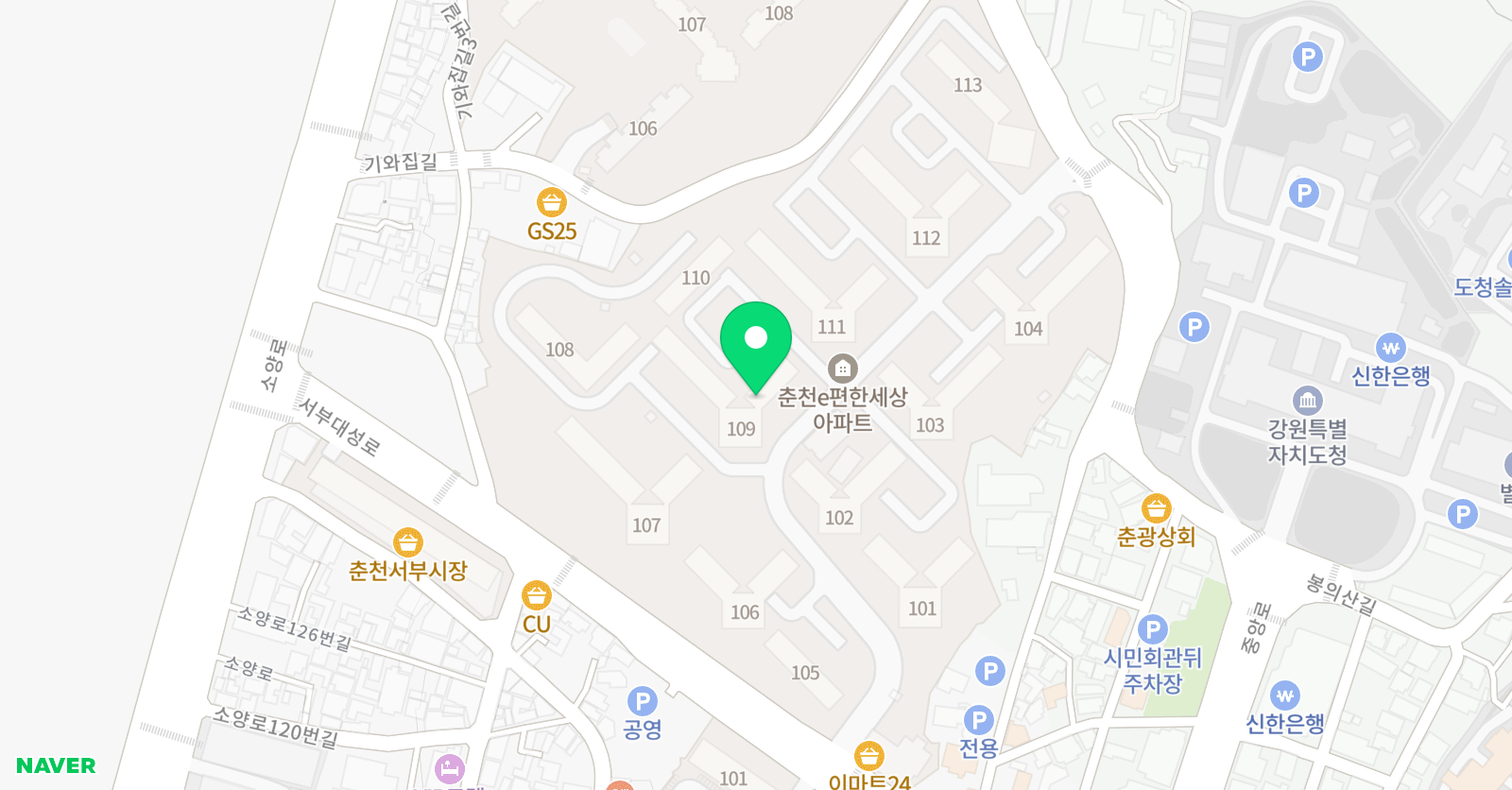 아소비 춘천요선이편한점 위치