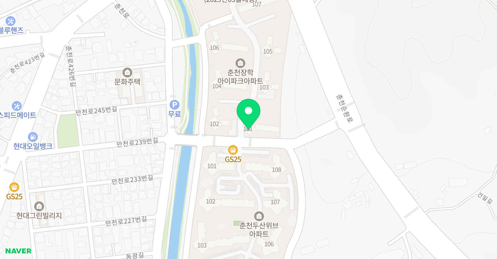 ERC 영어독서클럽 춘천장학리아이파크점 위치
