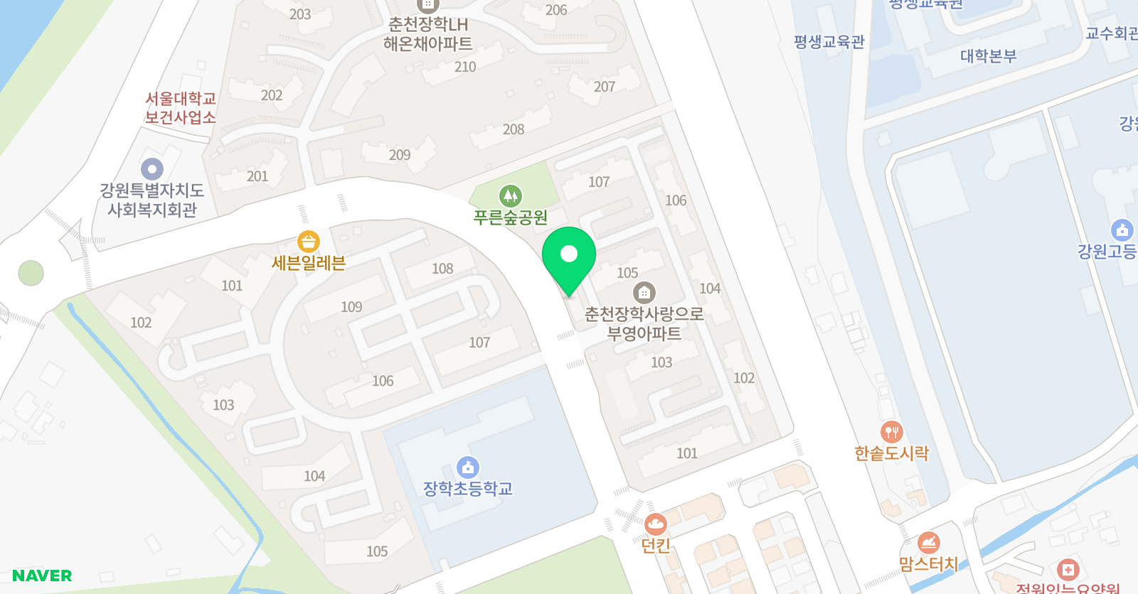 아트앤하트 춘천장학교육원 위치