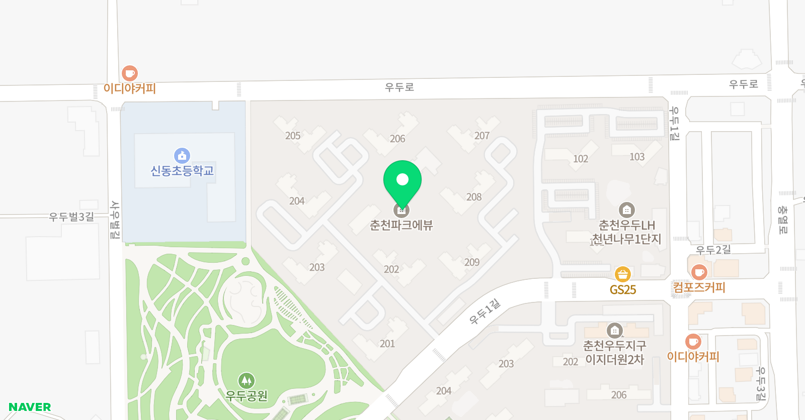 재능스스로교실 춘천우두파크에뷰점 위치