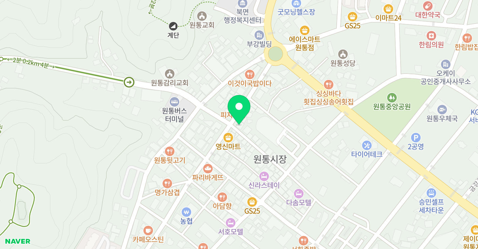 튼튼영어마스터클럽 인제원통점 위치