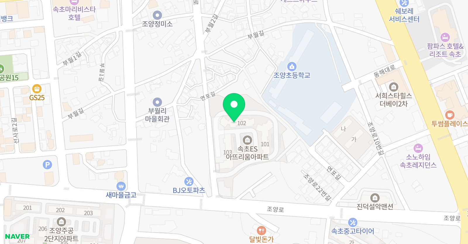 영렘브란트 속초조양클래스 위치