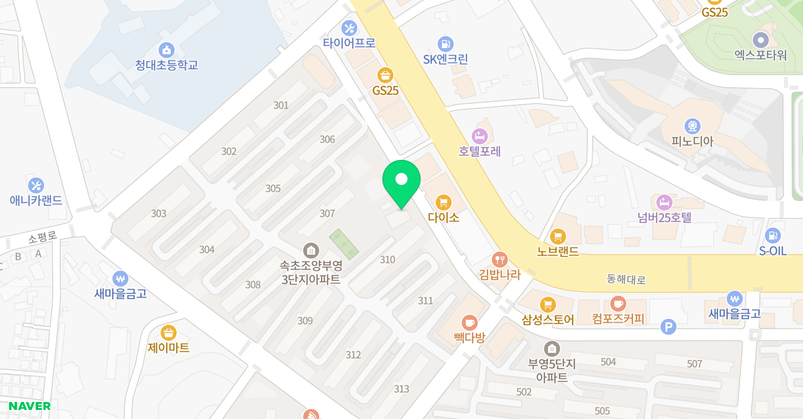 뮤엠 영어학원 속초조양점 위치