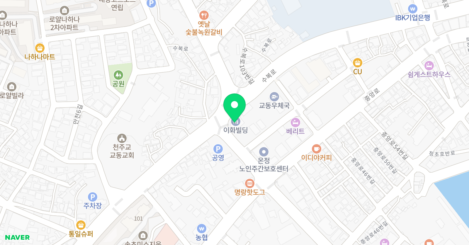 W 학원 위치