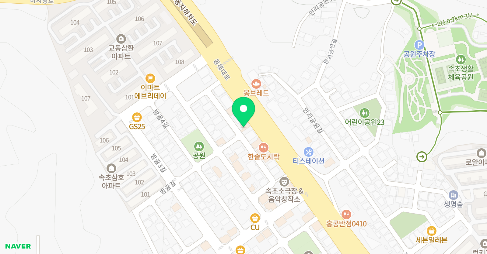 푸르넷 공부방 속초지점 위치