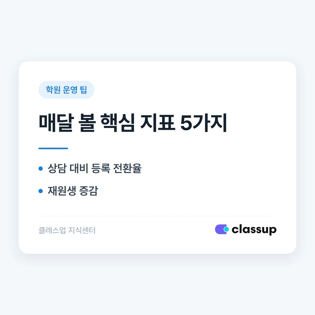 학원 운영 지표 대시보드 만들기: 매달 볼 숫자 정하기