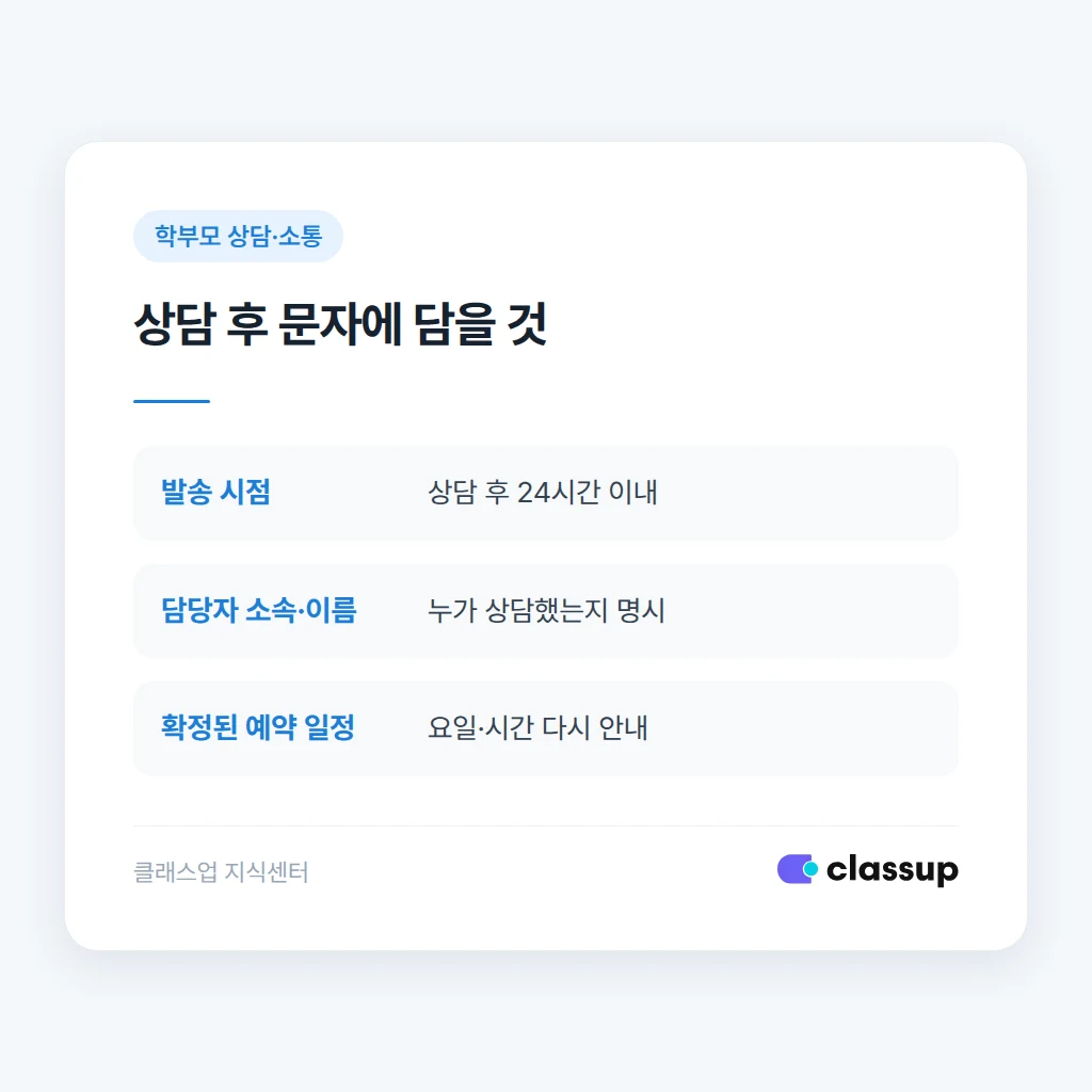 상담 후 24시간 안에 보내는 문자 예문