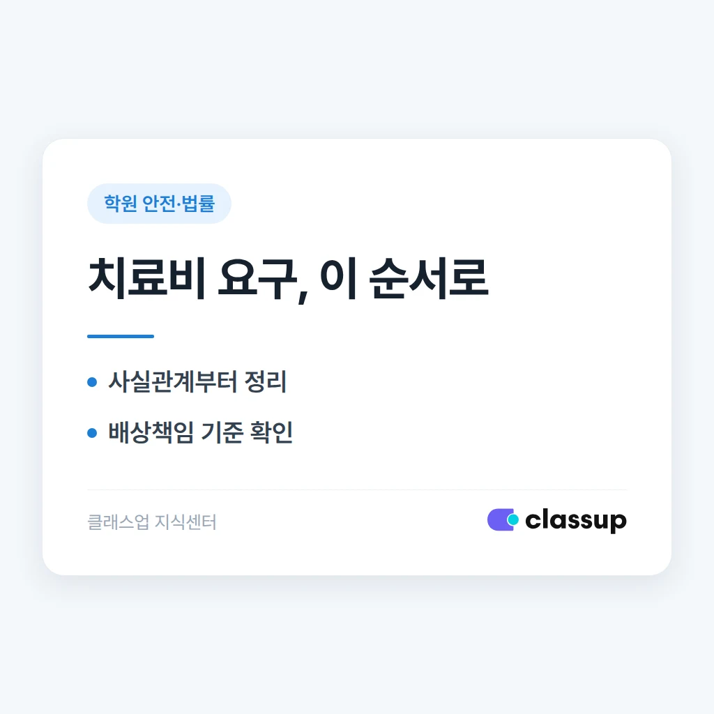 학부모가 치료비·손해배상을 요구할 때 원장의 대응 순서