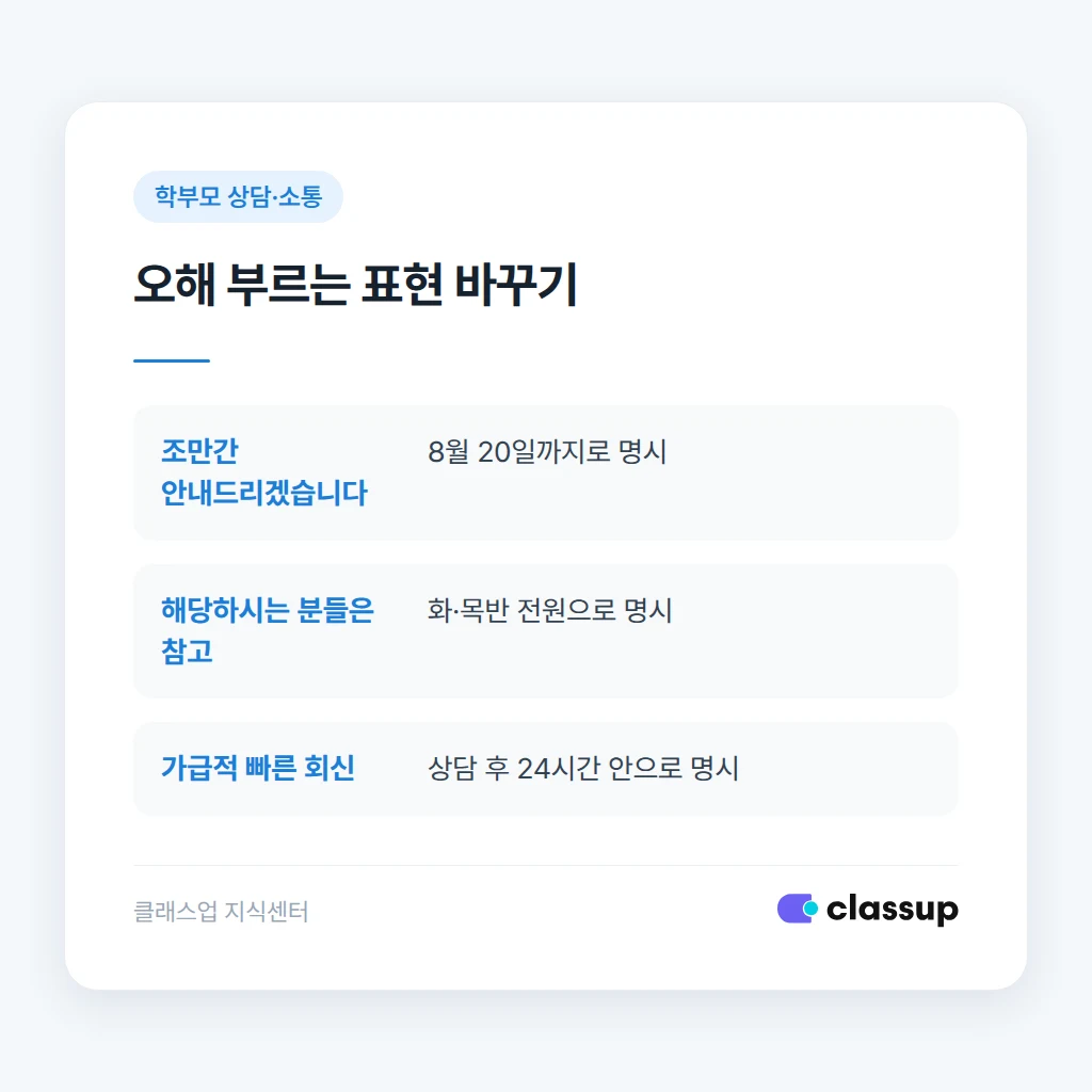 오해를 부르는 표현과 대체 표현 비교