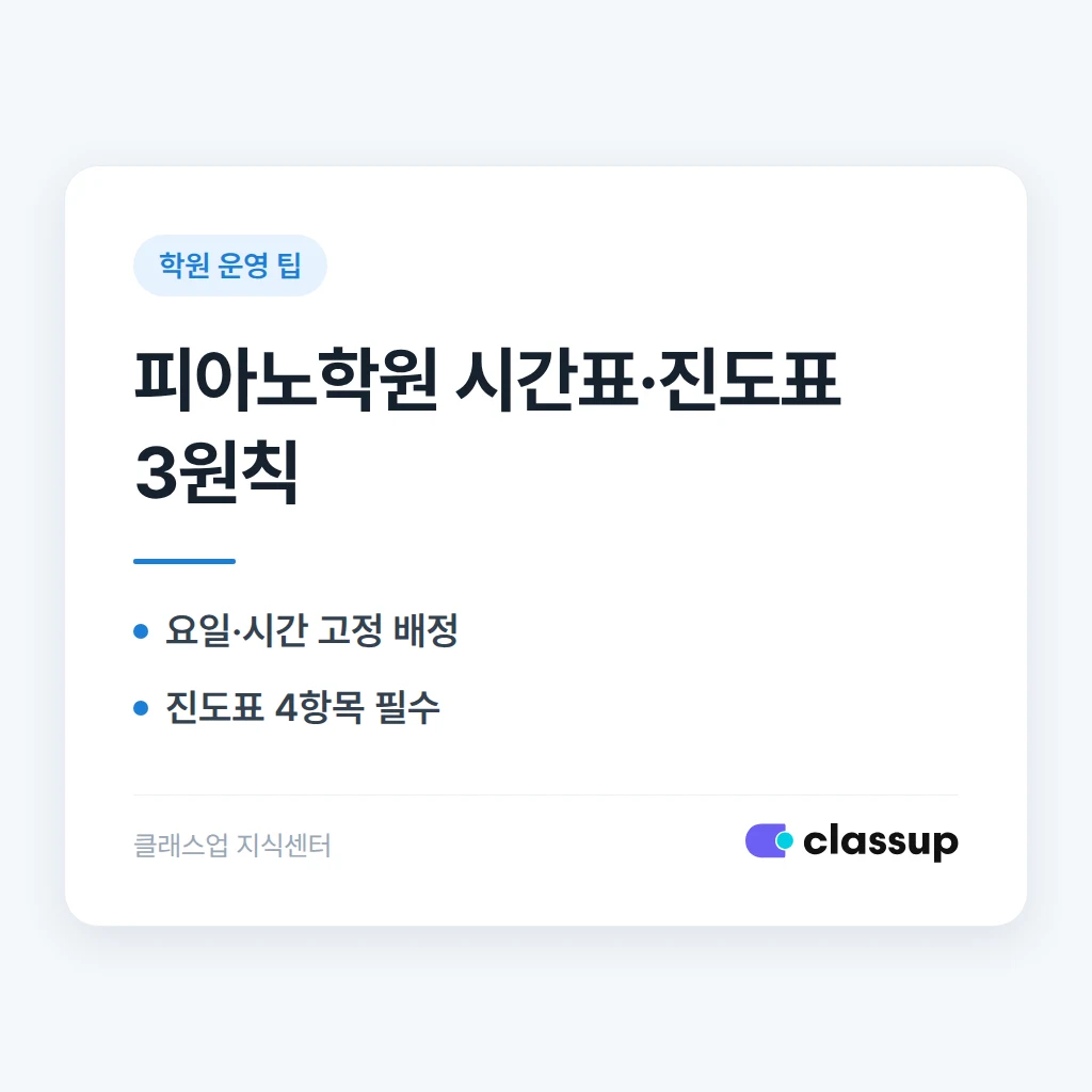 피아노학원 운영 가이드: 개인 레슨 시간표와 진도표