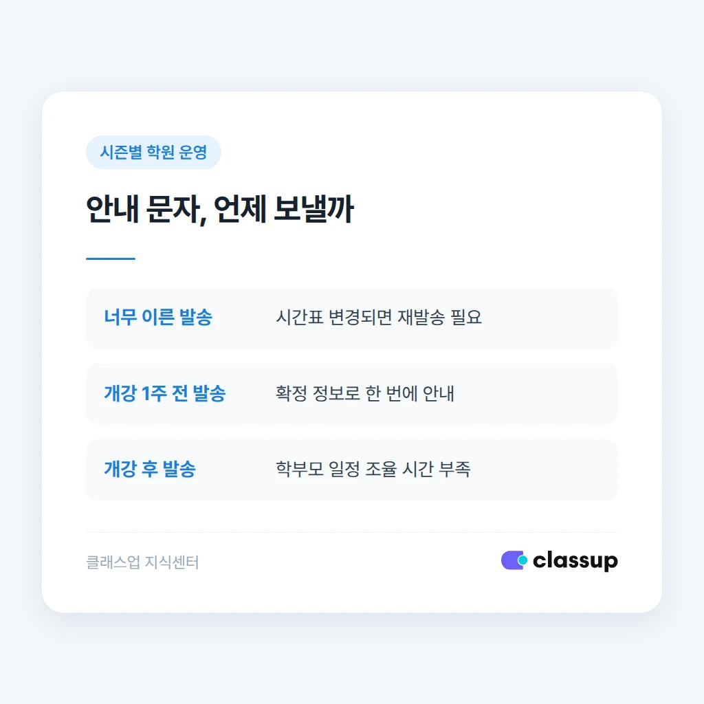 학부모에게 보내는 2학기 개강 안내 문자