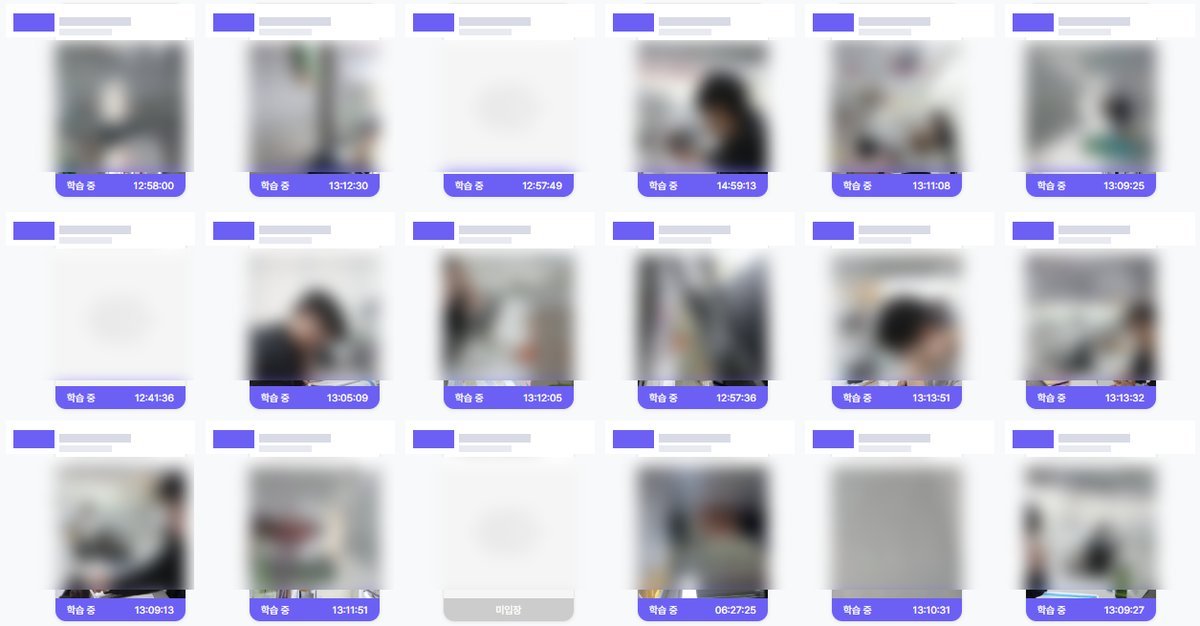 클래스업캠 실시간 모니터링 화면 (개인정보 처리)